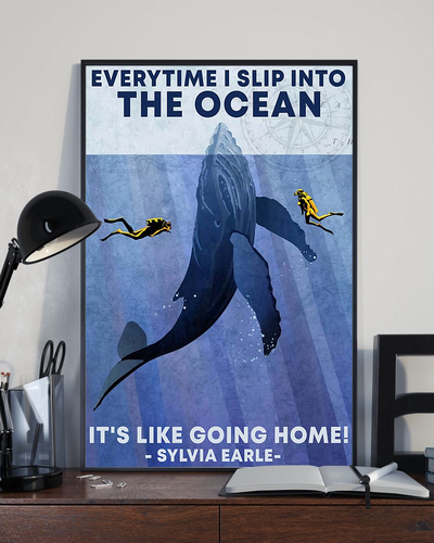Diving It's Like Going Home Scuba Diver Whale Poster Vintage Room Home Decor Wall Art Gifts Idea - Mostsuit