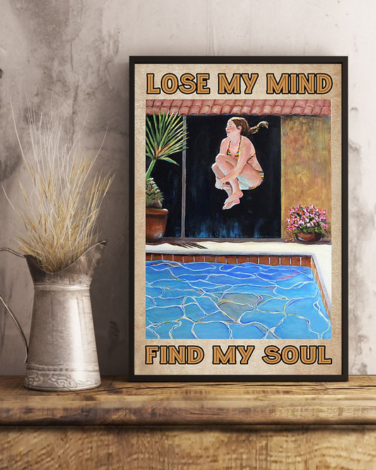 Swimming Girl Canvas Prints Lose My Mind And Find My Soul Vintage Wall Art Gifts Vintage Home Wall Decor Canvas - Mostsuit