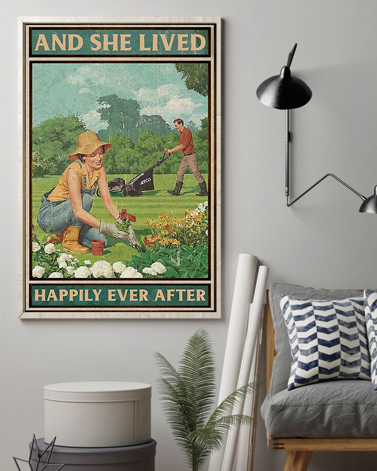Garden She Lived Happily Ever After Canvas Prints Gardening Gardener Vintage Wall Art Gifts Vintage Home Wall Decor Canvas - Mostsuit