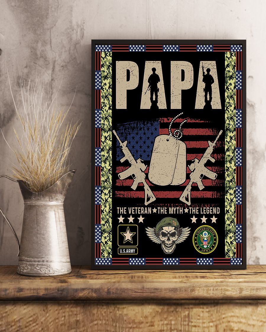 Papa Veteran Grandpa The Legend Canvas Prints Vintage Wall Art Gifts Vintage Home Wall Decor Canvas - Mostsuit