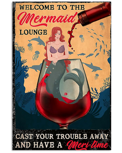 Mermaid Lounge Wine Canvas Prints Vintage Wall Art Gifts Vintage Home Wall Decor Canvas - Mostsuit