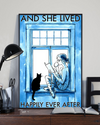 Girl Loves Book And Cat Poster And She Lived Happily Ever After Vintage Room Home Decor Wall Art Gifts Idea - Mostsuit