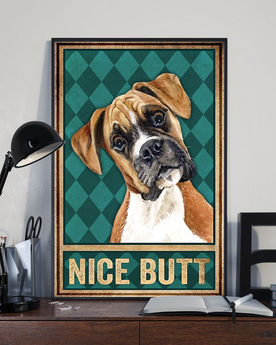 Boxer Dog Nice Butt Funny Poster Dog Loves Vintage Room Home Decor Wall Art Gifts Idea - Mostsuit