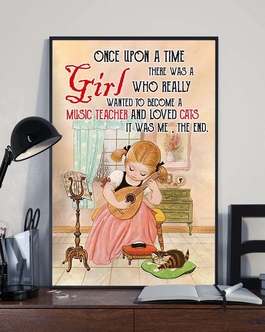Music Teacher And Loved Cats Canvas Prints Once Upon A Time There Was A Girl Vintage Wall Art Gifts Vintage Home Wall Decor Canvas - Mostsuit