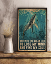 Scuba Diving Whale Poster Into The Ocean I Go To Lose My Mind And Find My Soul Vintage Room Home Decor Wall Art Gifts Idea - Mostsuit