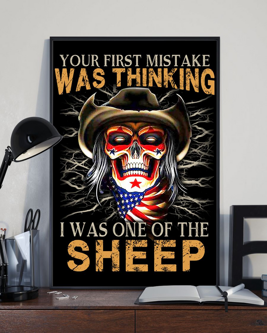 Veteran Skull Poster Your First Mistake Was Thinking I Was One Of The Sheep Vintage Room Home Decor Wall Art Gifts Idea - Mostsuit