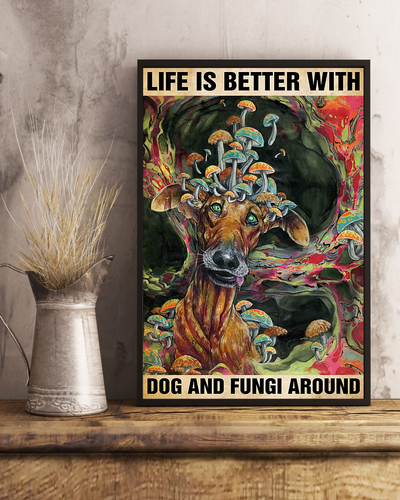 Dog Fungi Mushroom Canvas Prints Life Is Better Vintage Wall Art Gifts Vintage Home Wall Decor Canvas - Mostsuit