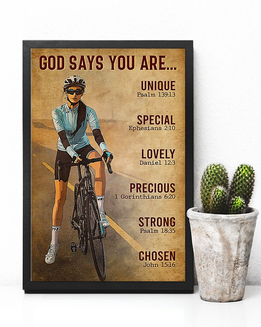 Cycling Girl God Says You Are Canvas Prints Vintage Wall Art Gifts Vintage Home Wall Decor Canvas - Mostsuit