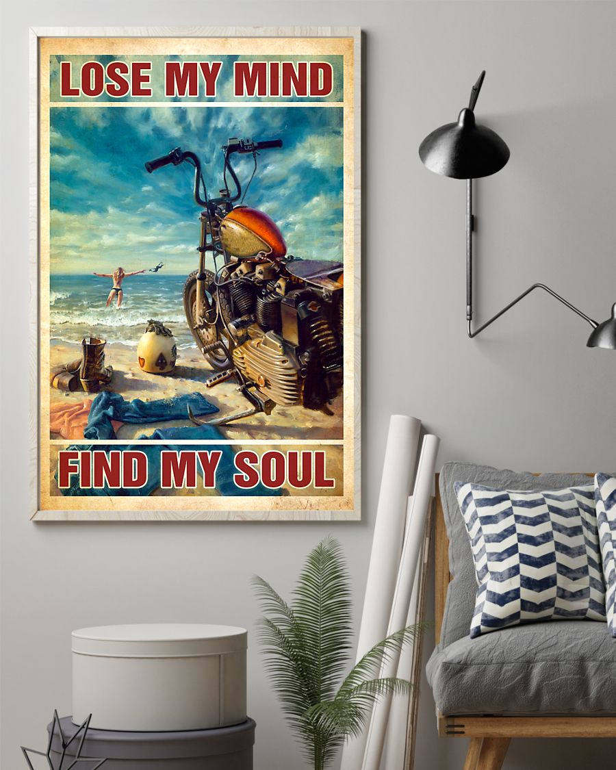 Biker Loves Beach Canvas Prints Lose My Mind And Find My Soul Vintage Wall Art Gifts Vintage Home Wall Decor Canvas - Mostsuit