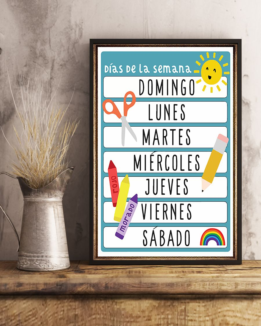 Dias De La Semana Classroom Teacher Canvas Prints Vintage Wall Art Gifts Vintage Home Wall Decor Canvas - Mostsuit