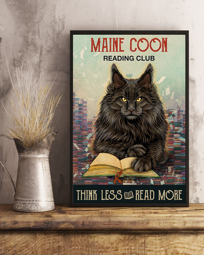 Reading Club Maine Coon Cat Poster Life Behind The Bar Vintage Room Home Decor Wall Art Gifts Idea - Mostsuit