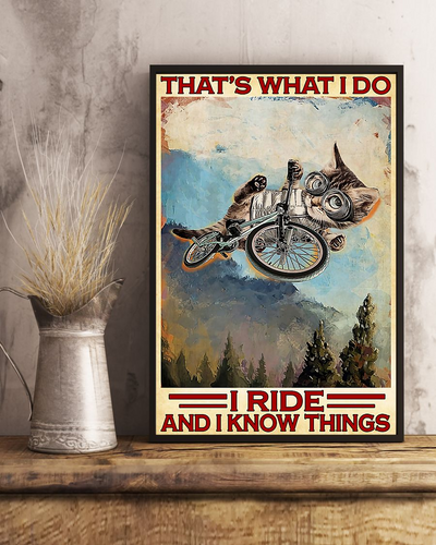 Cat Cycling Canvas Prints That's What I Do I Ride And I Know Things Vintage Wall Art Gifts Vintage Home Wall Decor Canvas - Mostsuit