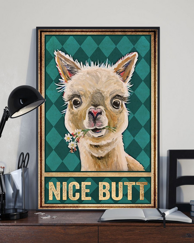 Llama Nice Butt Funny Poster Llamas Loves Vintage Room Home Decor Wall Art Gifts Idea - Mostsuit