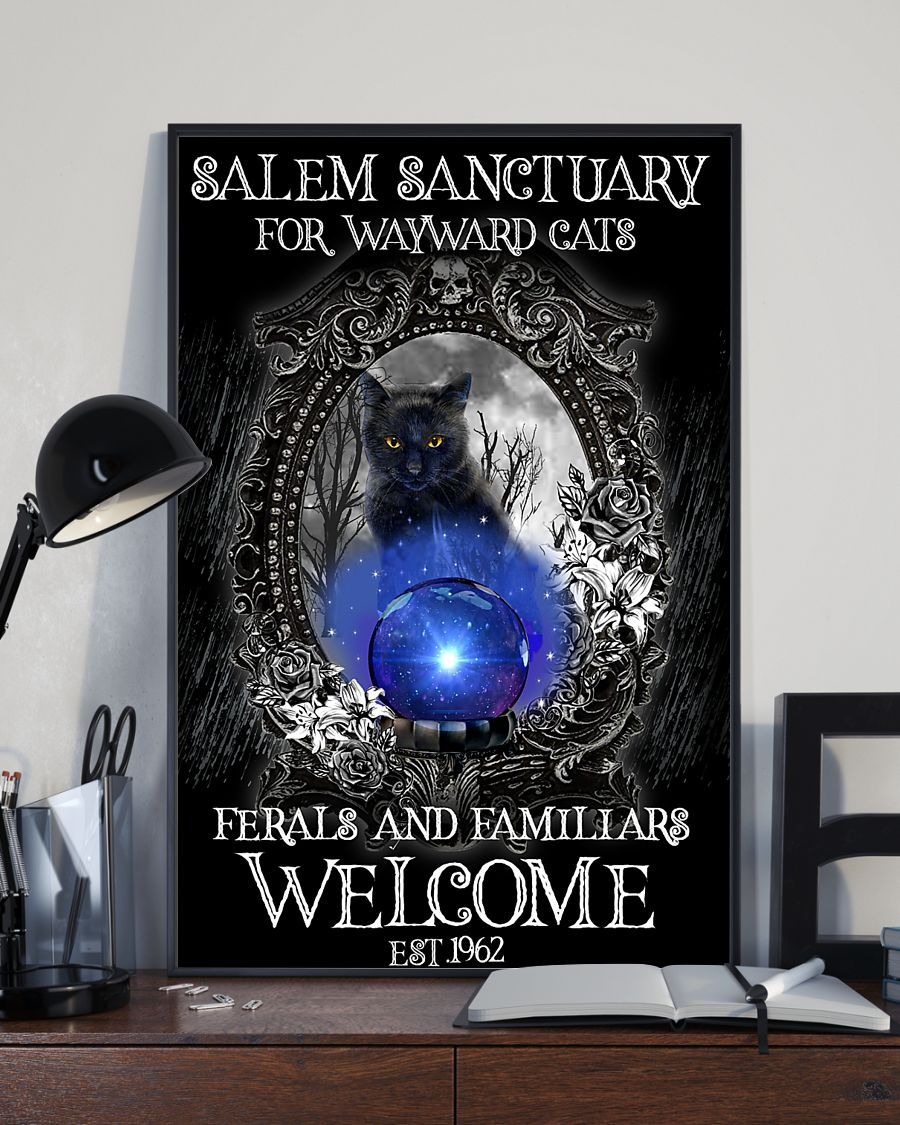 Salem Sanctuary Cat Canvas Prints Vintage Wall Art Gifts Vintage Home Wall Decor Canvas - Mostsuit