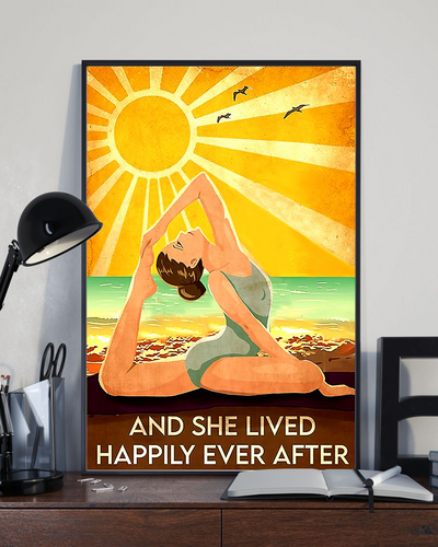 Yoga Girl Canvas Prints And She Lived Happily Ever After Vintage Wall Art Gifts Vintage Home Wall Decor Canvas - Mostsuit