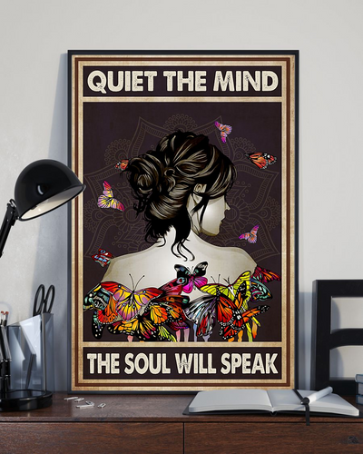 Butterfly Girl Canvas Prints Quite The Mind The Soul Will Speak Vintage Wall Art Gifts Vintage Home Wall Decor Canvas - Mostsuit