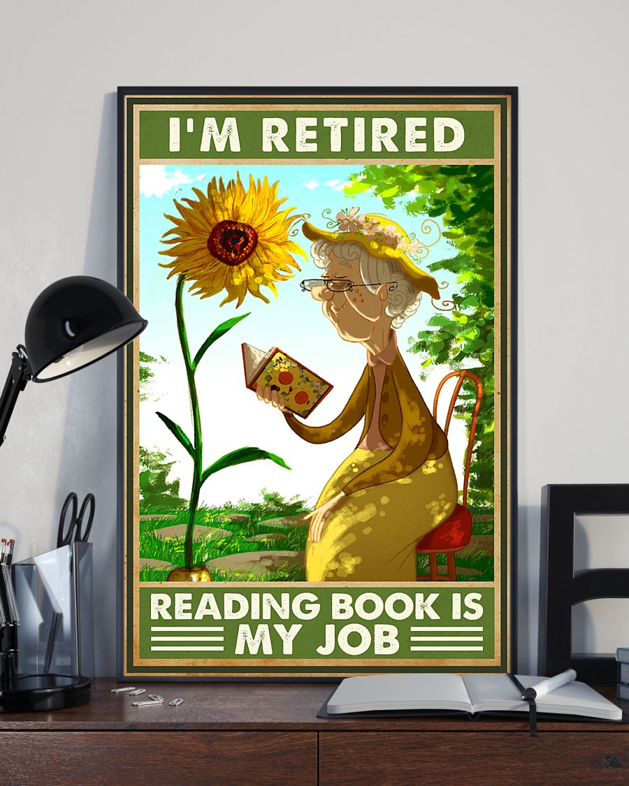 Retired Woman Book Loves Canvas Prints I'm Retired Reading Book Is My Job Vintage Wall Art Gifts Vintage Home Wall Decor Canvas - Mostsuit