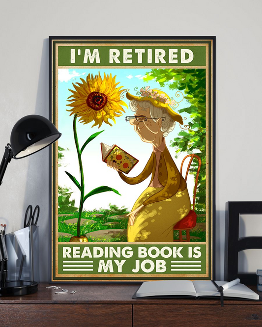 Retired Woman Book Loves Canvas Prints I'm Retired Reading Book Is My Job Vintage Wall Art Gifts Vintage Home Wall Decor Canvas - Mostsuit