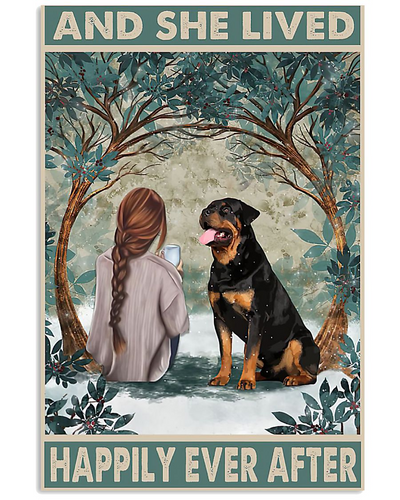 Rottweiler Poster And She Lived Happily Ever After Vintage Room Home Decor Wall Art Gifts Idea - Mostsuit
