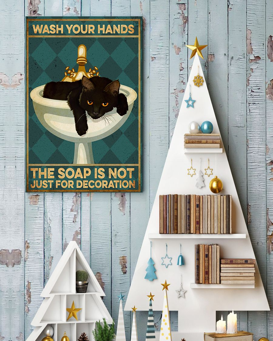Black Cat Wash Your Hands Canvas Prints Vintage Wall Art Gifts Vintage Home Wall Decor Canvas - Mostsuit