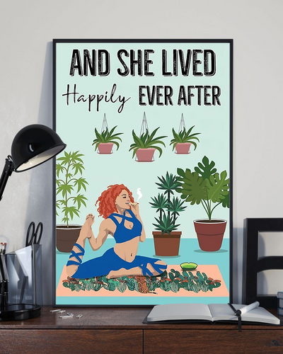 Garden Smoking Yoga Girl Canvas Prints And She Lived Happily Ever After Vintage Wall Art Gifts Vintage Home Wall Decor Canvas - Mostsuit