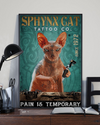 Tattoo Sphynx Cat Canvas Prints Pain Is Temporary Vintage Wall Art Gifts Vintage Home Wall Decor Canvas - Mostsuit