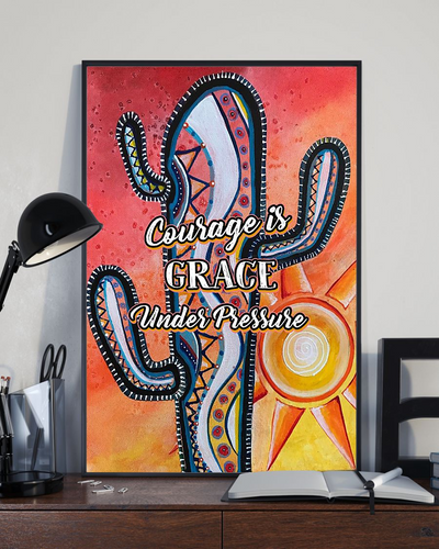 Cactus Courage Is Grace Under Pressure Canvas Prints Geometric Vintage Wall Art Gifts Vintage Home Wall Decor Canvas - Mostsuit