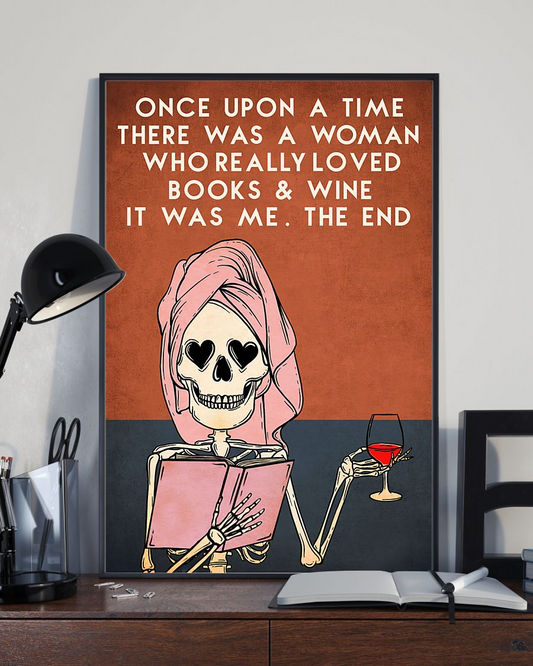 Book Wine Loves Poster Once Upon A Time Vintage Room Home Decor Wall Art Gifts Idea - Mostsuit
