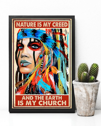 Native American Indian Girl Poster Nature Is My Creed Vintage Room Home Decor Wall Art Gifts Idea - Mostsuit