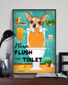 Chihuahua Toilet Funny Canvas Prints Please Flush The Toilet Vintage Wall Art Gifts Vintage Home Wall Decor Canvas - Mostsuit