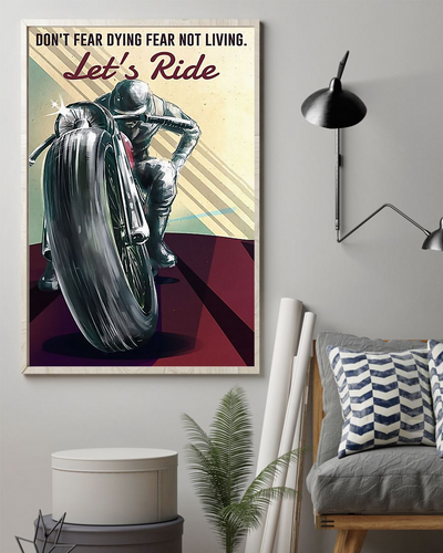Motorcycle Biker Let's Ride Canvas Prints Don't Fear Diving Fear Not Living Vintage Wall Art Gifts Vintage Home Wall Decor Canvas - Mostsuit
