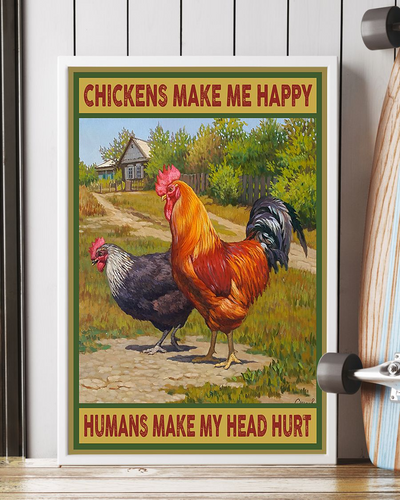 Chickens Make Me Happy Canvas Prints Vintage Wall Art Gifts Vintage Home Wall Decor Canvas - Mostsuit