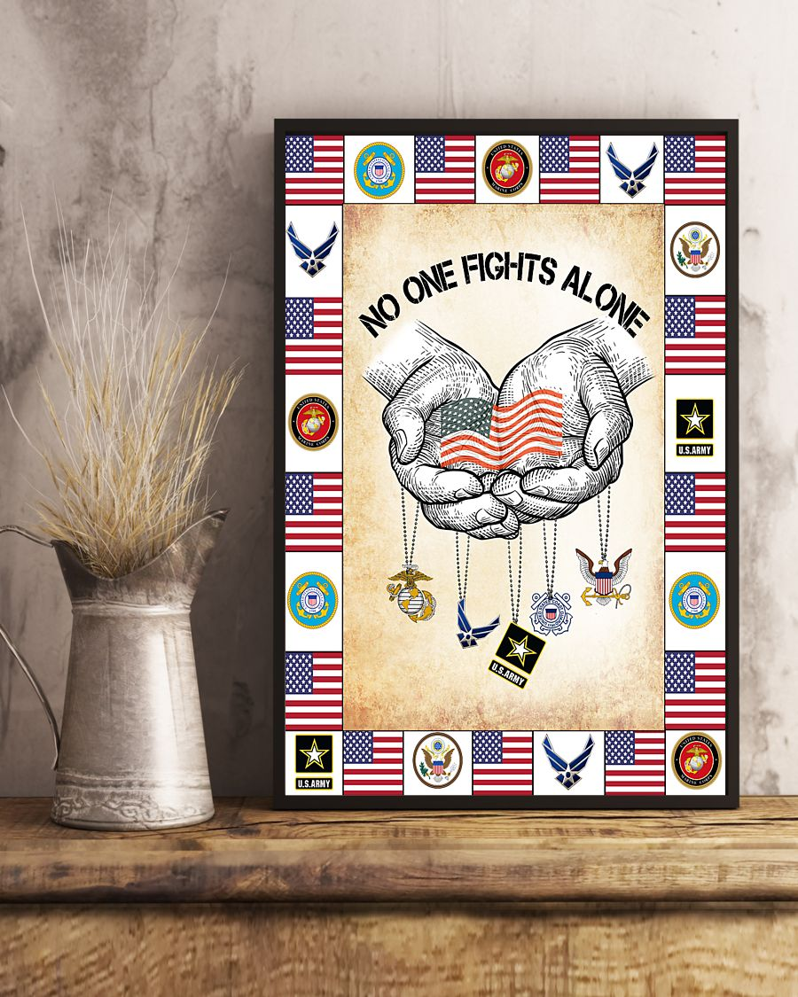 USA Veteran No One Fights Alone Canvas Prints Vintage Wall Art Gifts Vintage Home Wall Decor Canvas - Mostsuit