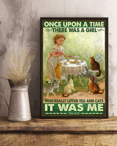 Cat Canvas Prints Once Upon A Time There Was A Girl Who Really Loved Tea And Cats Vintage Wall Art Gifts Vintage Home Wall Decor Canvas - Mostsuit
