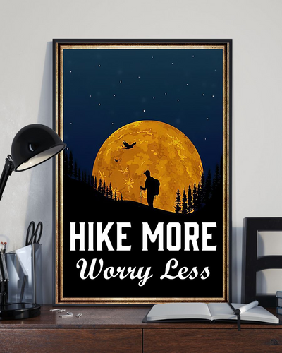 Hiking Poster Hike More Worry Less Vintage Room Home Decor Wall Art Gifts Idea - Mostsuit