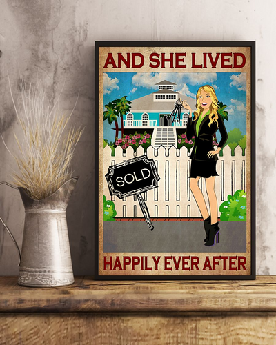 Real Estate Seller Poster And She Lived Happily Ever After Vintage Room Home Decor Wall Art Gifts Idea - Mostsuit