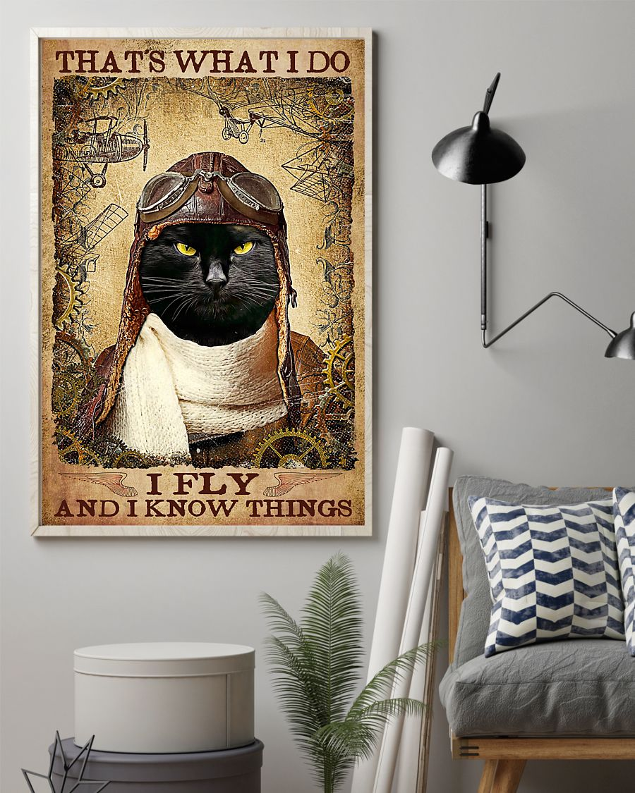 Black Cat Pilot Aircraft Loves Canvas Prints That's What I Do Vintage Wall Art Gifts Vintage Home Wall Decor Canvas - Mostsuit