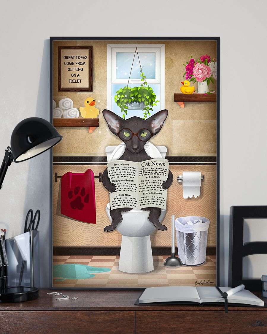 Oriental Short Hair Cat Toilet Funny Poster Cats Loves Room Home Decor Wall Art Gifts Idea - Mostsuit