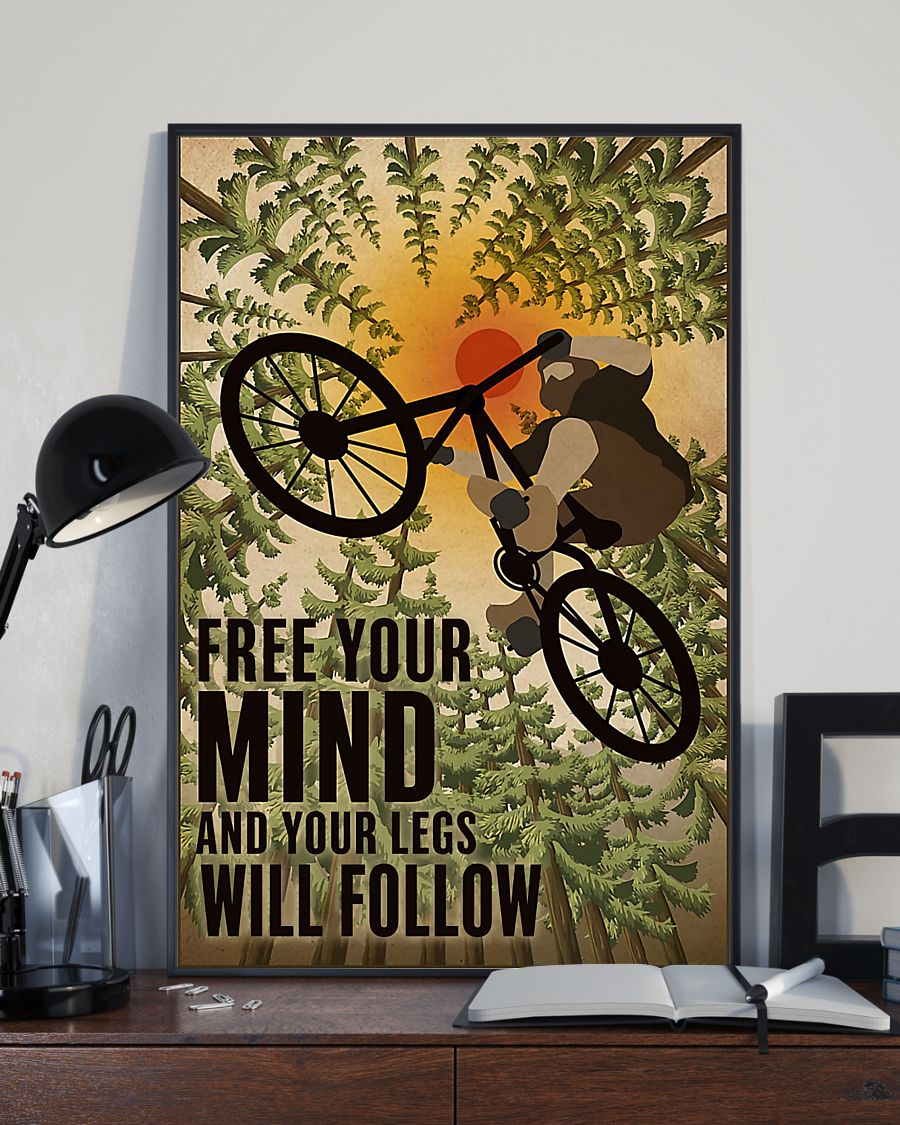Mountain Biking Poster Free Your Mind And Your Legs Will Follow Vintage Room Home Decor Wall Art Gifts Idea - Mostsuit
