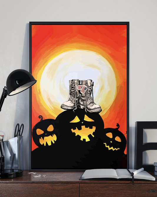 Combat Boots In Halloween Veteran Canvas Prints Vintage Wall Art Gifts Vintage Home Wall Decor Canvas - Mostsuit