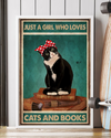 Cat Book Loves Poster Just A Girl Who Loves Cats And Books Vintage Room Home Decor Wall Art Gifts Idea - Mostsuit