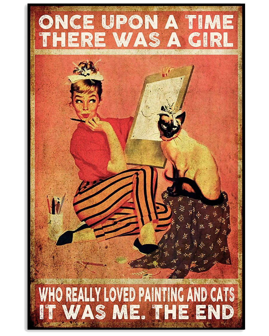 Painting And Cats Loves Poster Once Upon A Time There Was A Girl Vintage Room Home Decor Wall Art Gifts Idea - Mostsuit