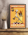 Chef Cook Poster I Know I Cook Like A Girl Vintage Room Home Decor Wall Art Gifts Idea - Mostsuit