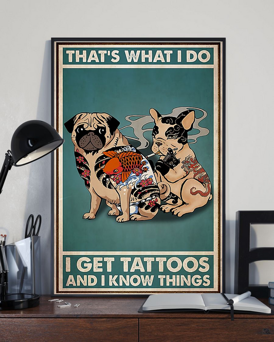 Tattoo Pug Bulldog Dog Loves Canvas Prints That's What I Do Vintage Wall Art Gifts Vintage Home Wall Decor Canvas - Mostsuit
