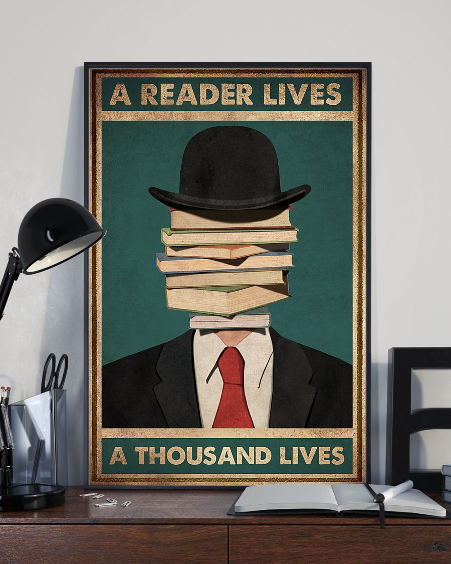 Book Man Canvas Prints A Reader Lives A Thousand Lives Vintage Wall Art Gifts Vintage Home Wall Decor Canvas - Mostsuit