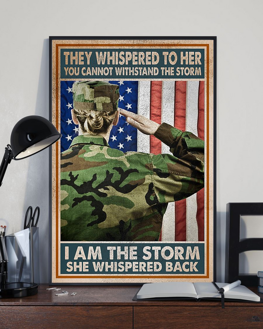 Female Veteran Canvas Prints I Am The Storm Vintage Wall Art Gifts Vintage Home Wall Decor Canvas - Mostsuit