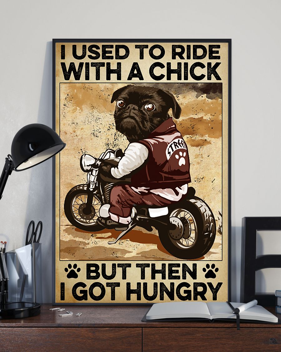 Dog Motorcycle Biker Poster I Used To Ride With A Chick But Then I Got Hungry Vintage Room Home Decor Wall Art Gifts Idea - Mostsuit