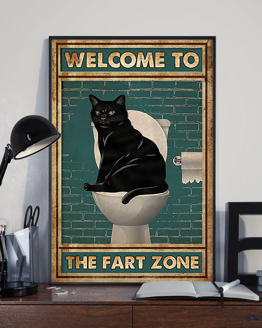 Black Cat Toilet Funny Poster Welcome To The Fart Zone Vintage Room Home Decor Wall Art Gifts Idea - Mostsuit