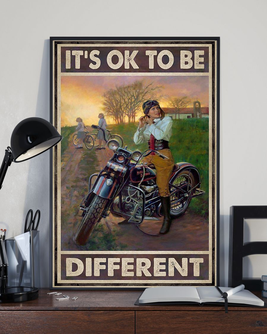 Biker Girl Canvas Prints It's Ok To Be Different Vintage Wall Art Gifts Vintage Home Wall Decor Canvas - Mostsuit