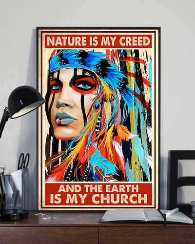 Native American Indian Girl Poster Nature Is My Creed Vintage Room Home Decor Wall Art Gifts Idea - Mostsuit